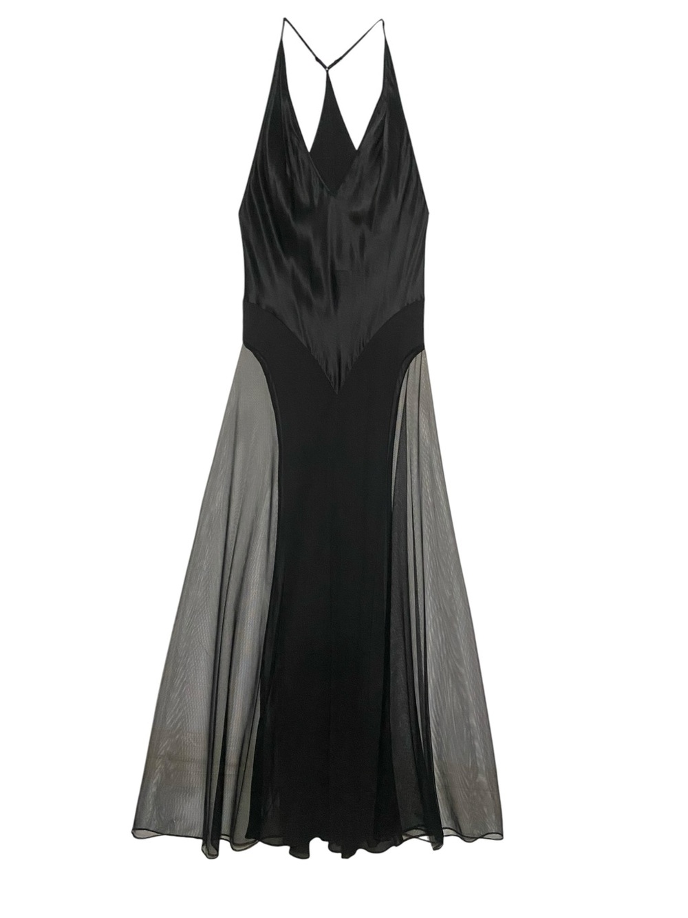 Victoria’s Secret Black Archive Sheer Plunge Slip Dress Sz Small